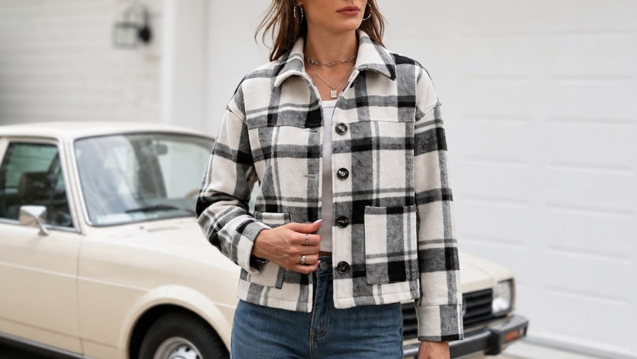 Lomon Women's Corduroy Flannel Shacket